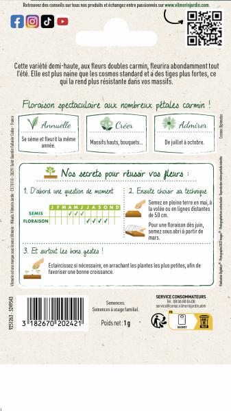 Fleurs - Cosmos Double Click Carmin - Graines d'Exception - MEDIA_PACKAGING_VERSO